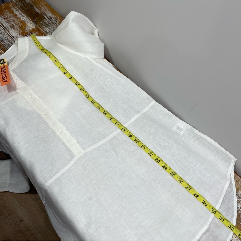 Eileen Fisher Women's White 100% Irish Linen Half Button Long Sleeve Tunic Sz M - Picture 10 of 11
